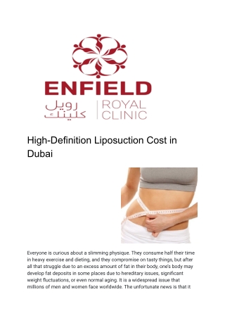 High-Definition Liposuction Cost in Dubai