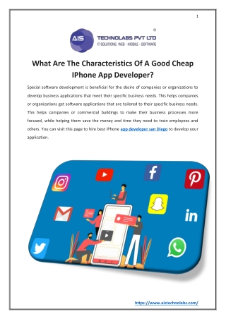 What Are The Characteristics Of A Good Cheap IPhone App Developer