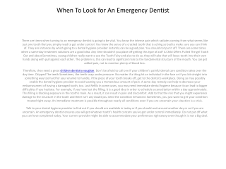 When To Seek out An Emergency Dental practices