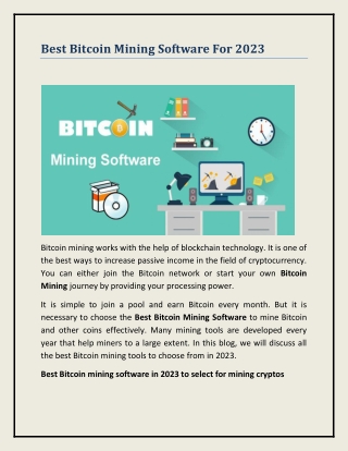 Best Bitcoin Mining Software For 2023