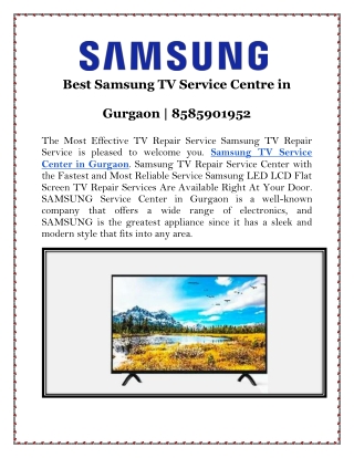 Best Samsung TV Service Centre in Gurgaon