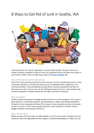 8 Ways to Get Rid of Junk in Seattle
