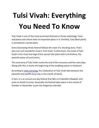 Tulsi Vivah: Everything You Need To Know