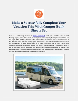 Make a Successfully Complete Your Vacation Trip With Camper Bunk Sheets Set