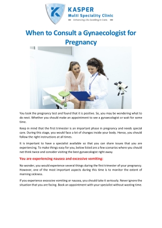 When to Consult a Gynaecologist for Pregnancy