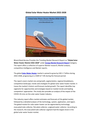 Global Solar Water Heater Market 2022-2028