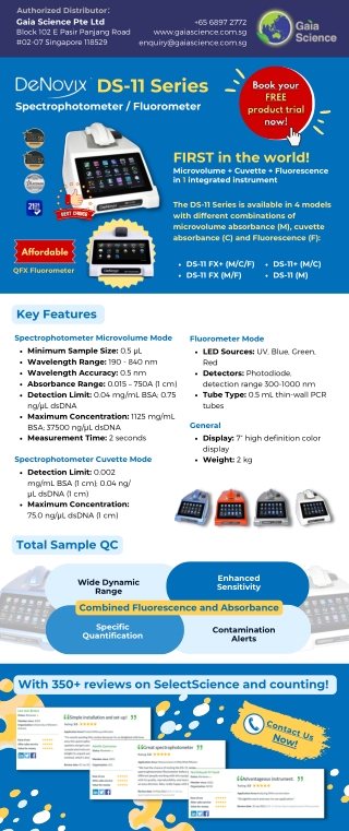 DS-11 Microvolume Spectrophotometer And Fluorometer