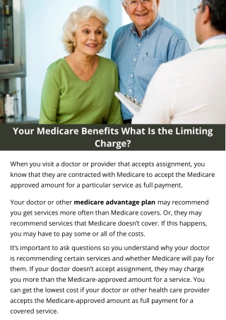 Your Medicare Benefits What Is the Limiting Charge