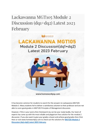 Lackawanna MGT105 Module 2 Discussion