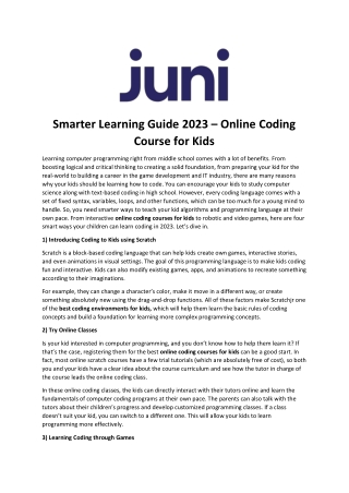 Smarter Learning Guide 2023 – Online Coding Course for Kids