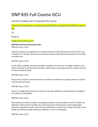 DNP 835 Full Course GCU