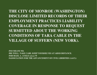 About the Employment Practices Liability Coverage of Monroe (Washington) - #Michael Ayele (a.k.a) W - #Tara Cable