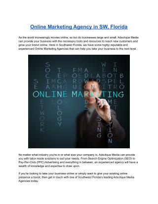 Online Marketing Agency in SW, Florida