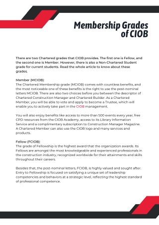 Membership Grades of CIOB