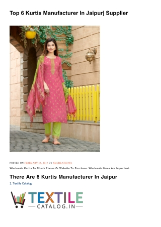 Top 6 Kurtis Manufacturer In Jaipur