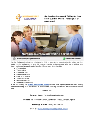 Get Nursing Coursework Writing Services From Qualified Writers _ Nursing Essay Assignment
