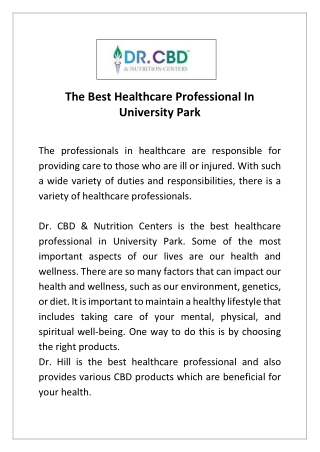 The Best Healthcare Professional In University Park