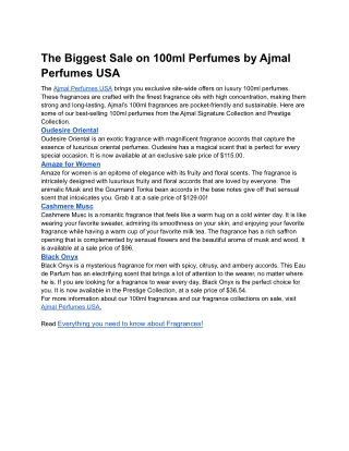 The Biggest Sale on 100ml Perfumes by Ajmal Perfumes USA