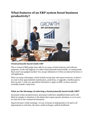 What features of an ERP system boost business productivity