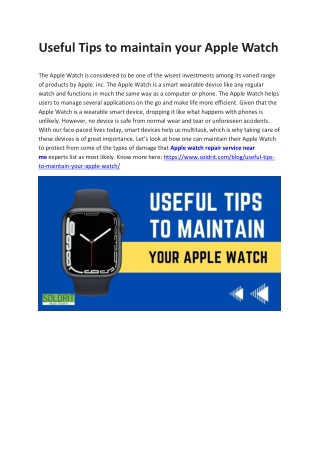Useful Tips to maintain your Apple Watch