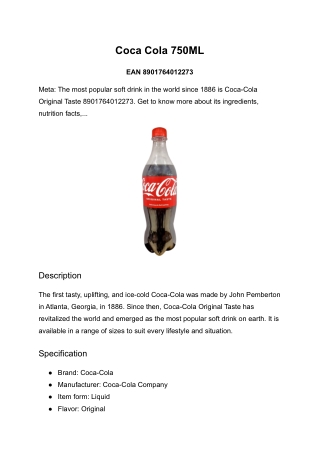 Coca Cola 750ML