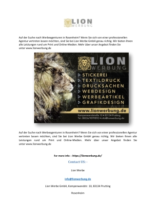 werbeagenturen rosenheim | lionwerbung.de