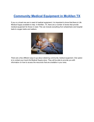 Community Medical Equipment in McAllen TX