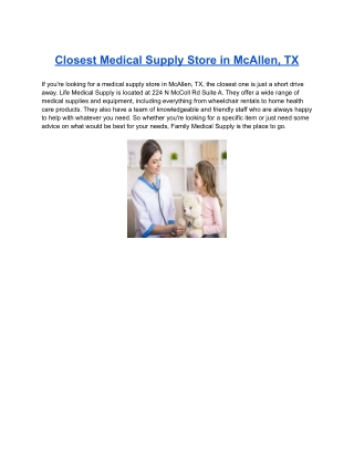 Closest Medical Supply Store in McAllen, TX