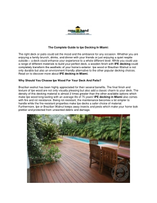 The Complete Guide to Ipe Decking In Miami_