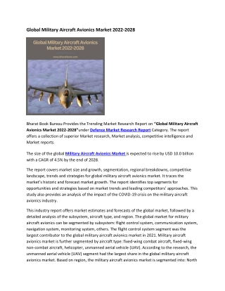 Global Military Aircraft Avionics Market 2022-2028