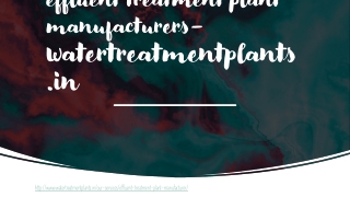 effluent treatment plant manufacturers
