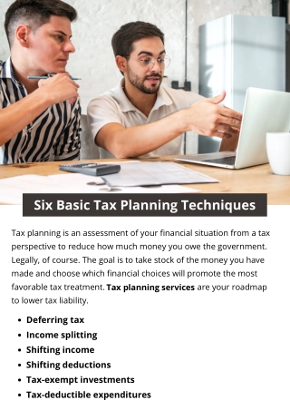 Six Basic Tax Planning Techniques