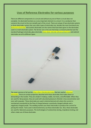 Uses of Reference Electrodes for various purposes