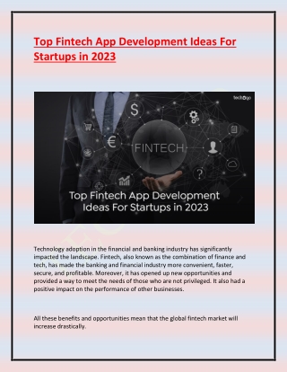 Top Fintech App Development Ideas For Startups in 2023