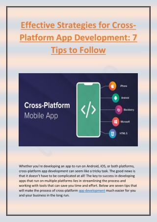 Effective Strategies for Cross-Platform App Development- 7 Tips to Follow