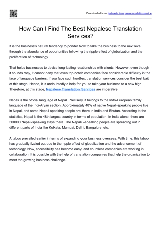 How Can I Find The Best Nepalese Translation Services?