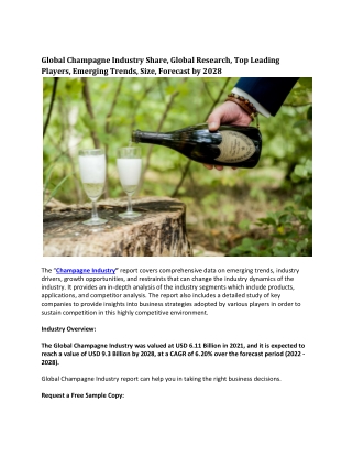 Global Champagne Industry Share, Global Research, Top Leading Players, Emerging.