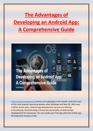 The Advantages of Developing an Android App- A Comprehensive Guide