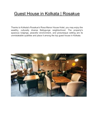 Guest House in Kolkata  | Rosakue