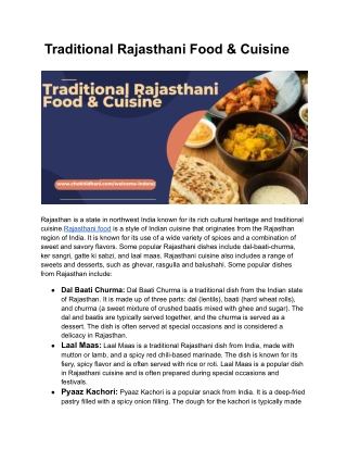 Traditional Rajasthani Food & Cuisine