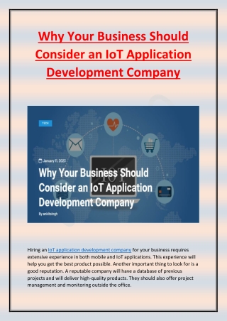 Why Your Business Should Consider an IoT Application Development Company