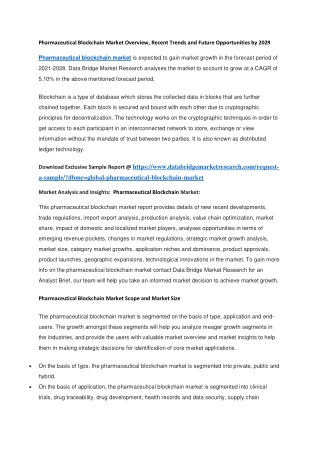 Pharmaceutical Blockchain Market Overview, Recent Trends and Future Opportunities by 2029