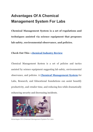 Advantages Of A Chemical Management System For Labs
