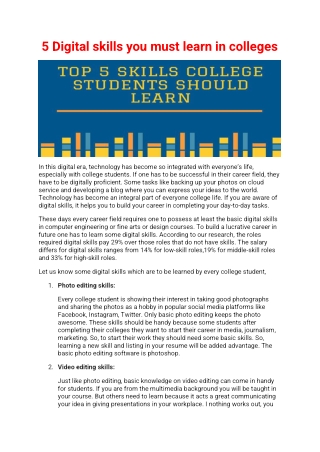 5 Digital skills you must learn in colleges