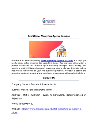 Best Digital Marketing Agency in Jaipur