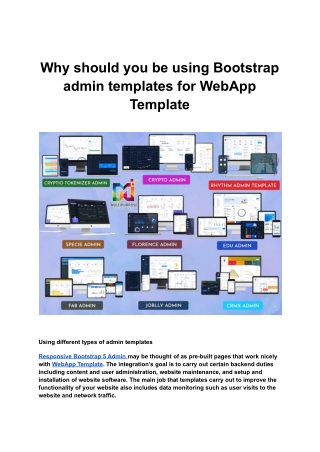 Why should you be using Bootstrap admin templates for WebApp Template