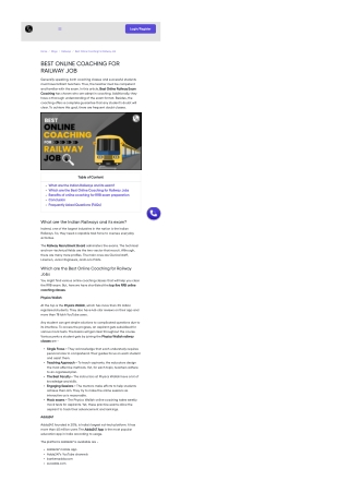 The Best Online Coaching for Railway Jobs