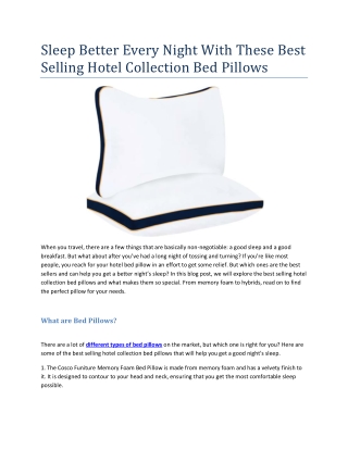 Sleep Better Every Night With These Best Selling Hotel Collection Bed Pillows