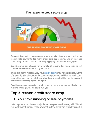 The reason to credit score drop.