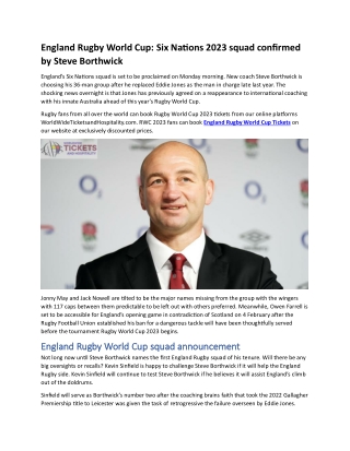 England Rugby World Cup Six Nations 2023 squad confirmed by Steve Borthwick